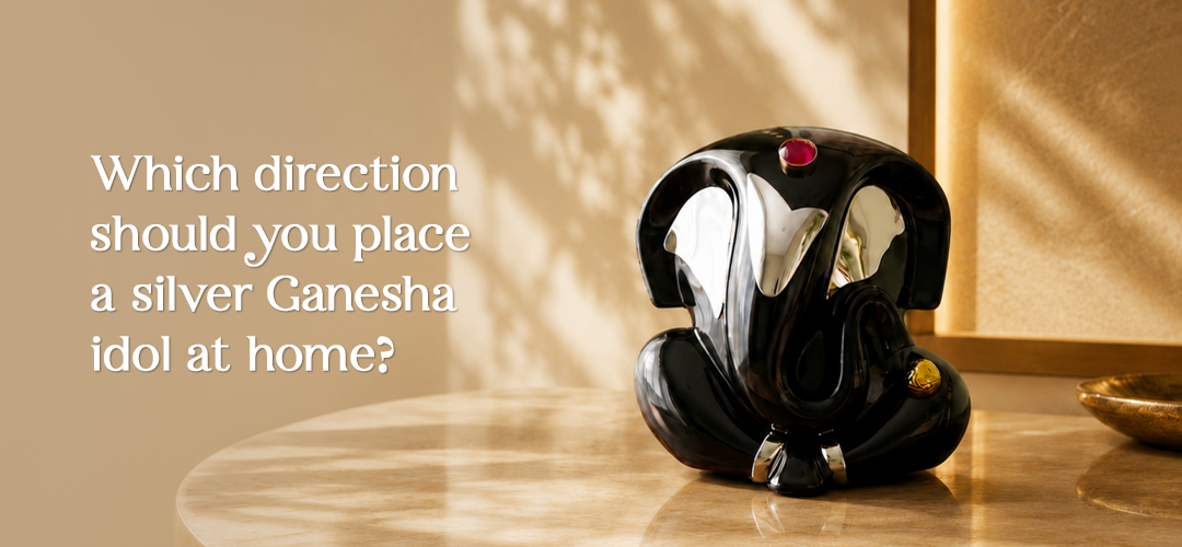 Which direction should you place a silver Ganesha idol at home?