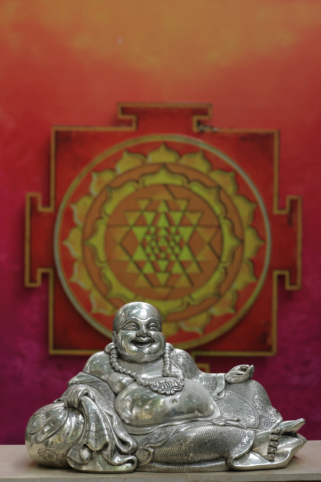 Silver Laughing Buddha Statue 6