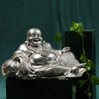 Silver Laughing Buddha Statue