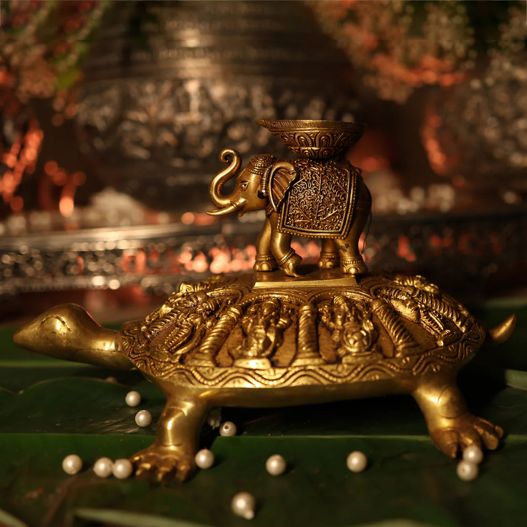 Brass Kachyap with Elephant