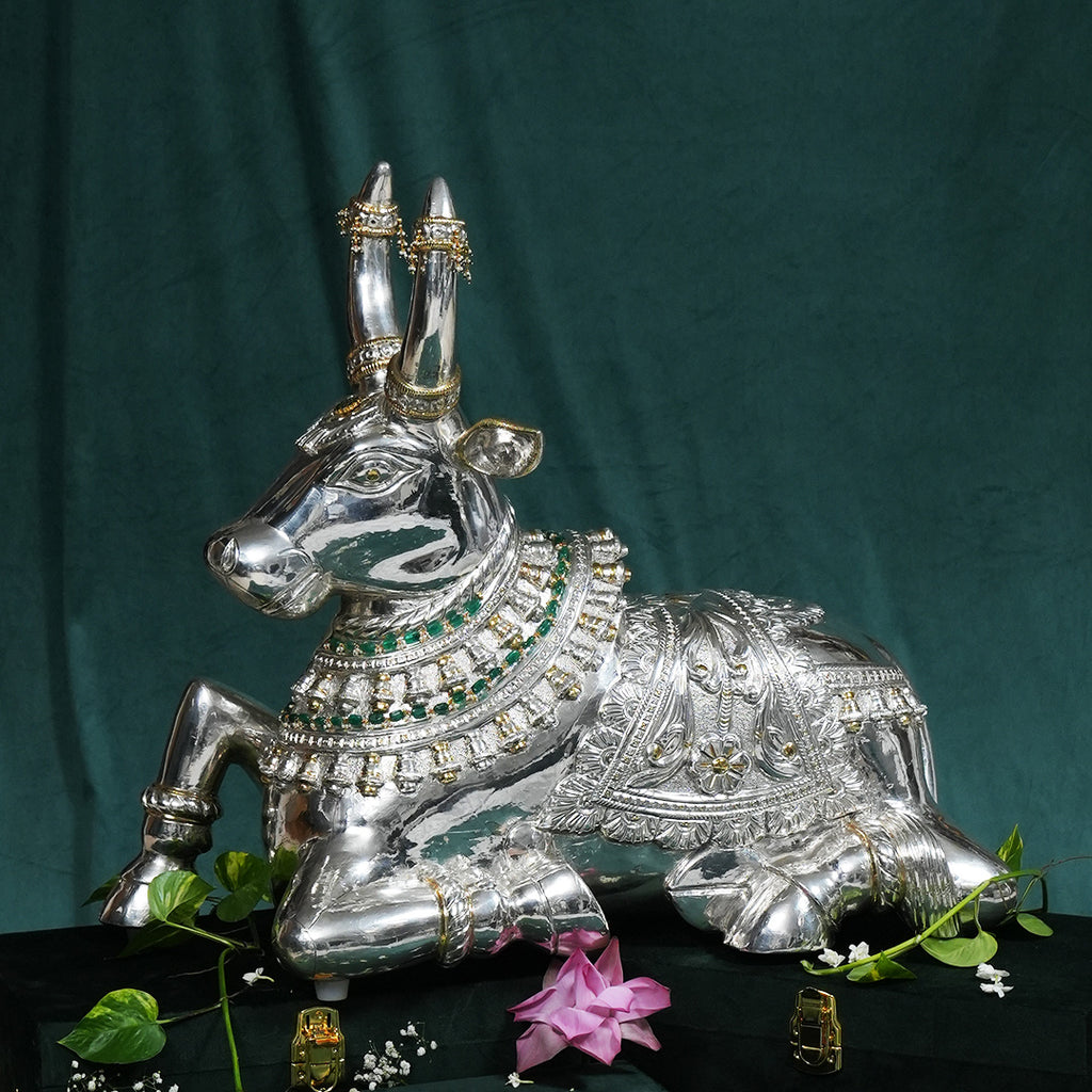 silver nandi statue