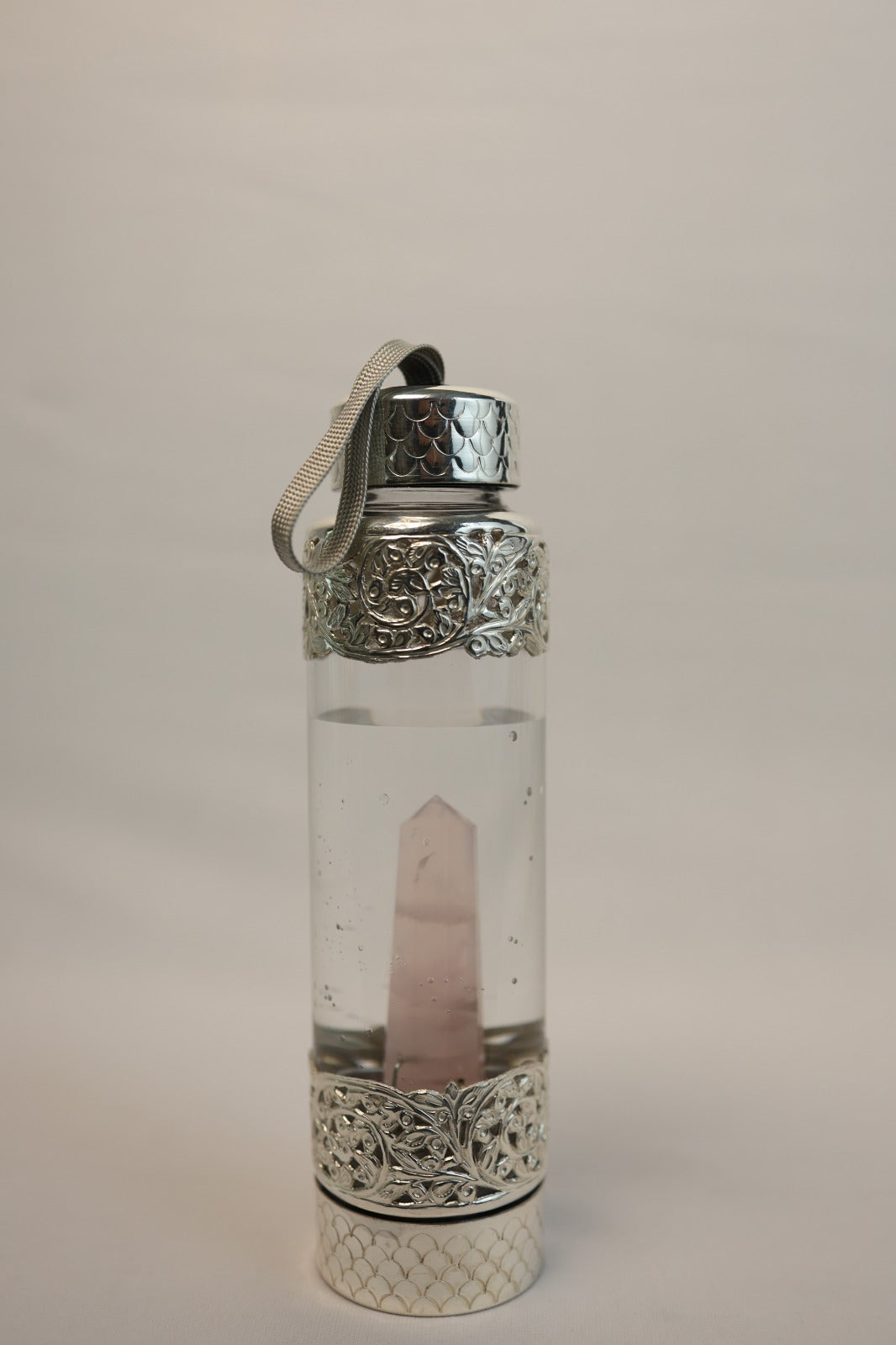 SILVER GLASS ROSE QUARTZ BOTTLE 750 ML