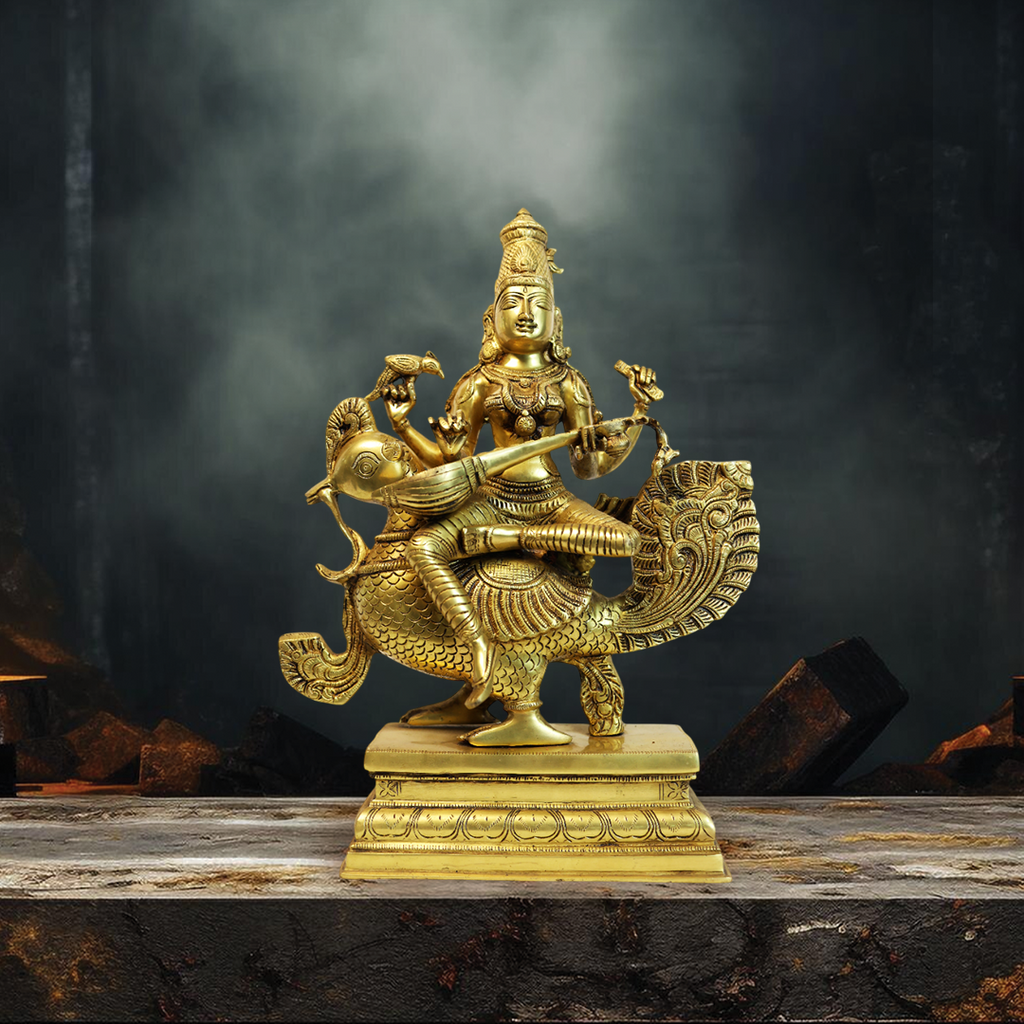 brass saraswati statue